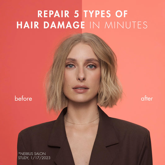 Nexxus creamy shampoo and conditioner texture showing repair-rich formula
