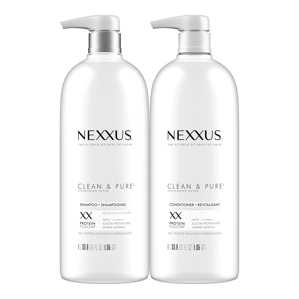 Nexxus front packaging showing clear 2-pack and easy storage benefit