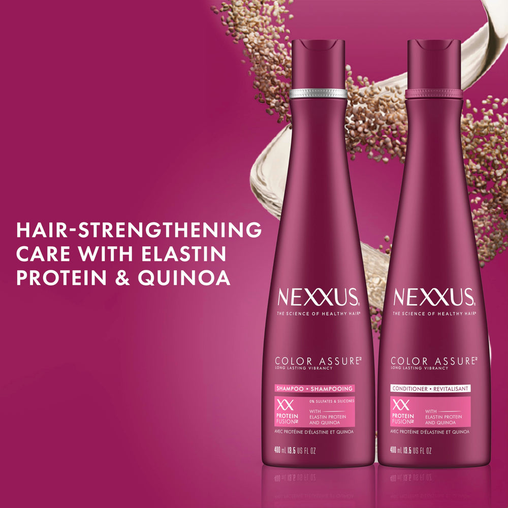 Nexxus back label ingredient list highlighting protein blend benefits