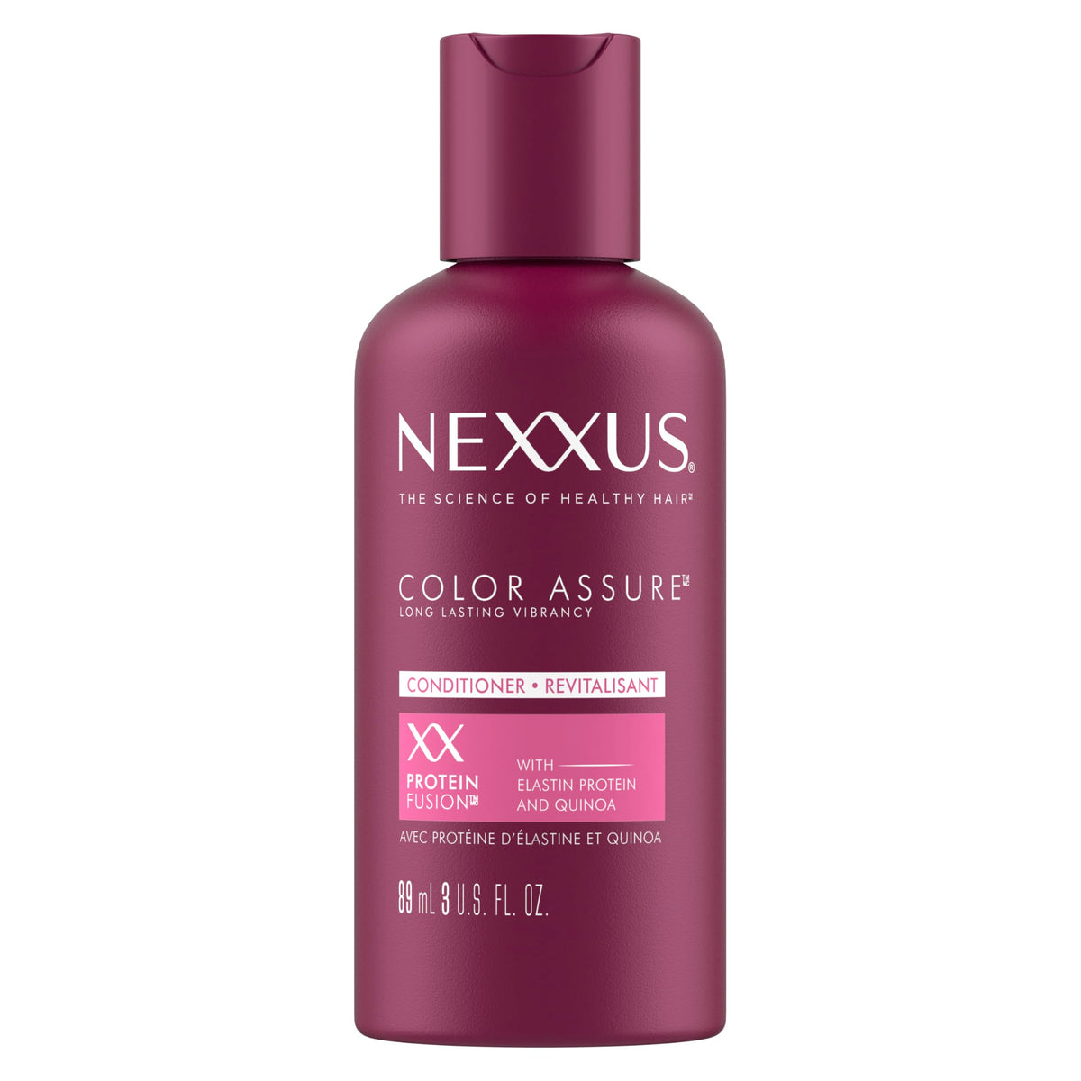 Nexxus Color Assure front packaging showing 3 oz tube and label, protects color