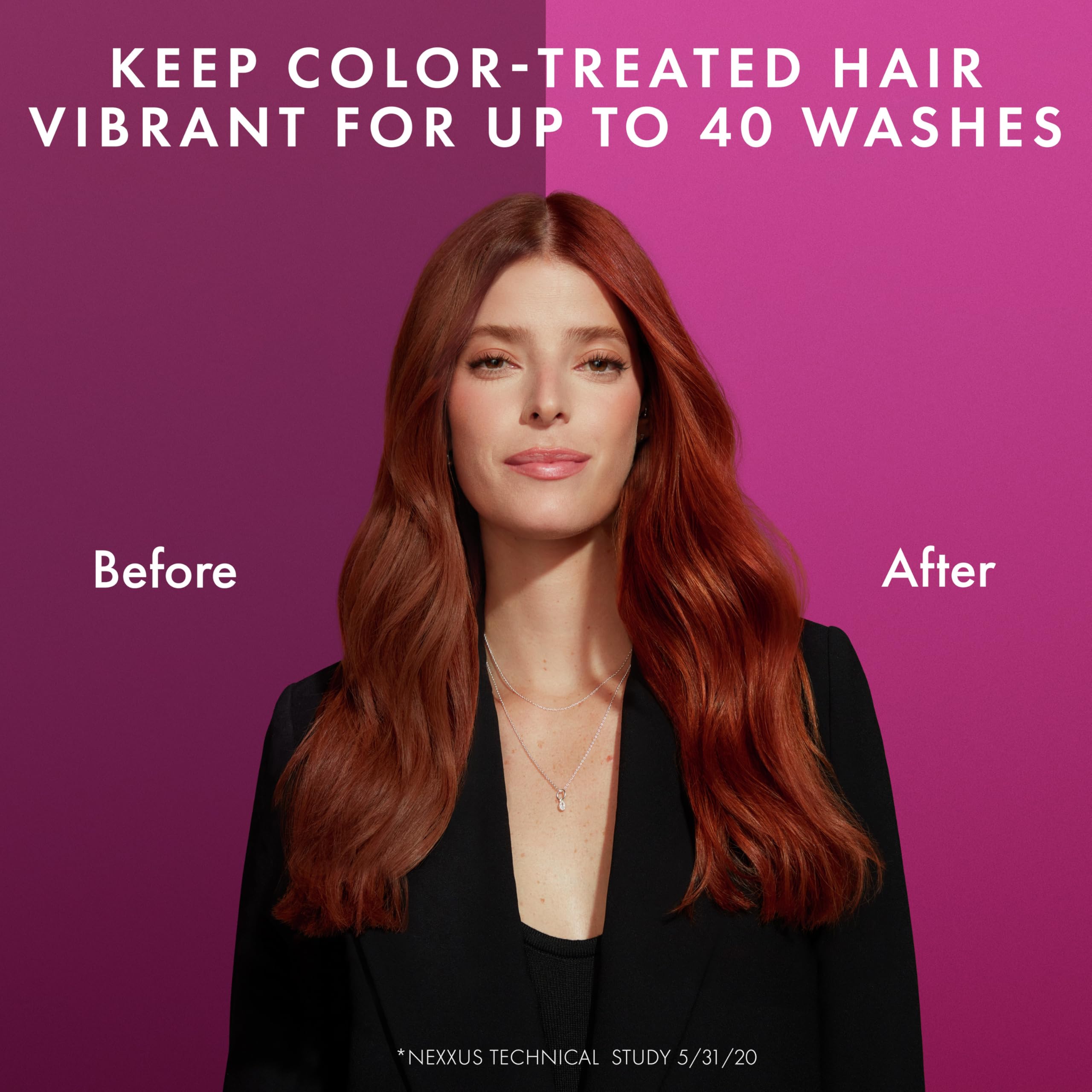 Nexxus Color Assure applied to wet hair in shower, strengthens and smooths