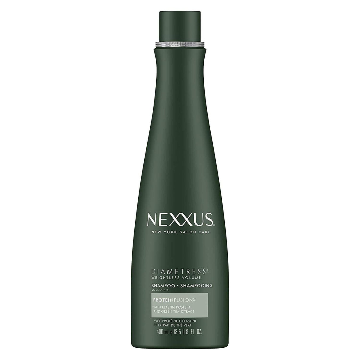 Nexxus DIAMETRESS front packaging showing twin 13.5 oz bottles for value