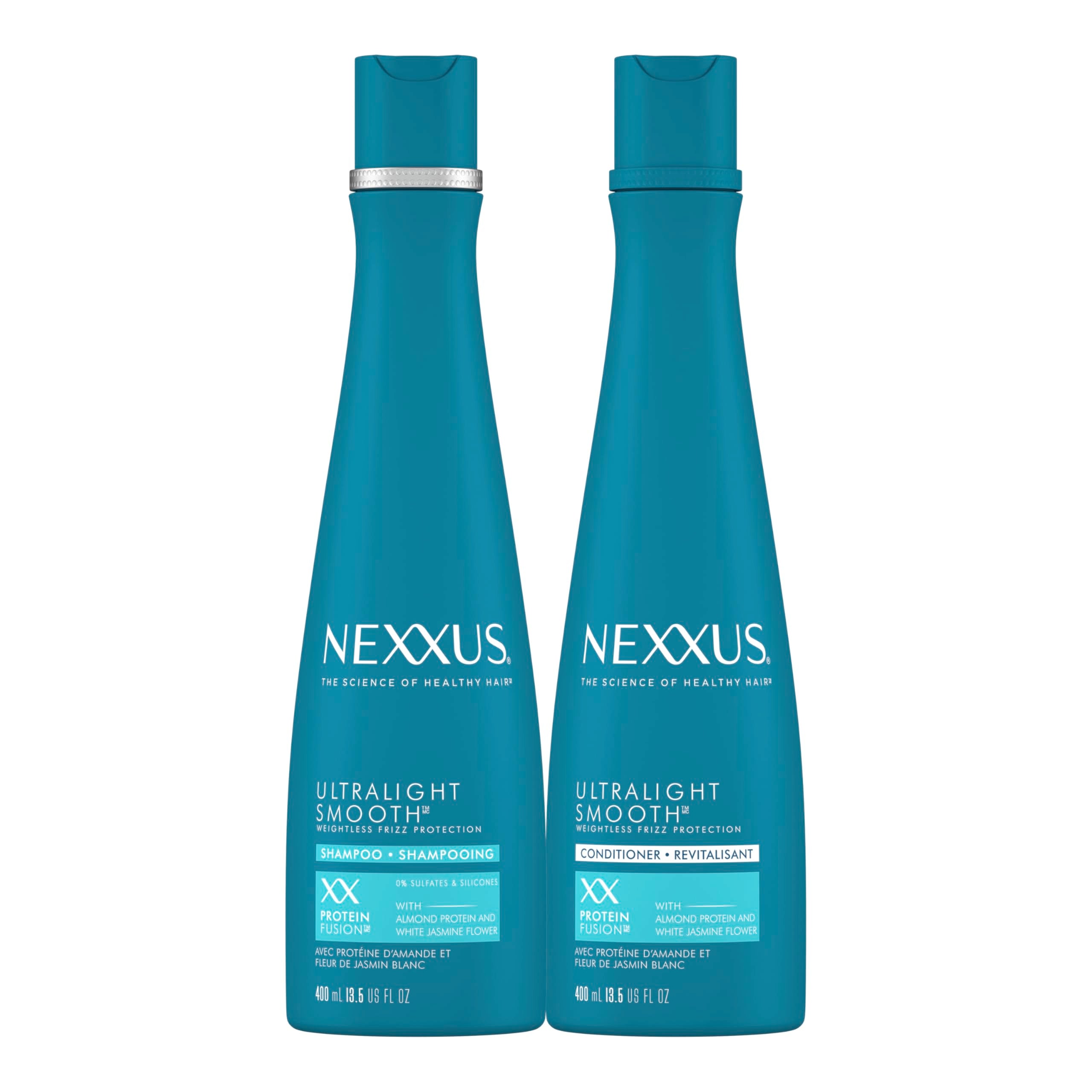 Nexxus front packaging showing both 13.5 oz bottles and clear benefit