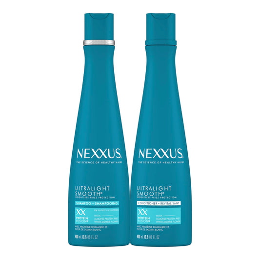Nexxus front packaging showing both 13.5 oz bottles and clear benefit