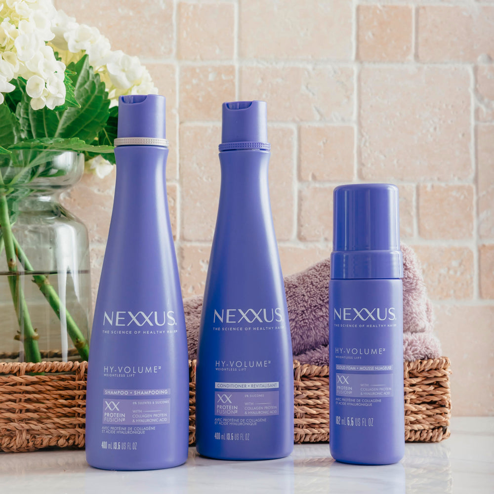 Nexxus lifestyle image styling result showing fuller, touchable volume all day