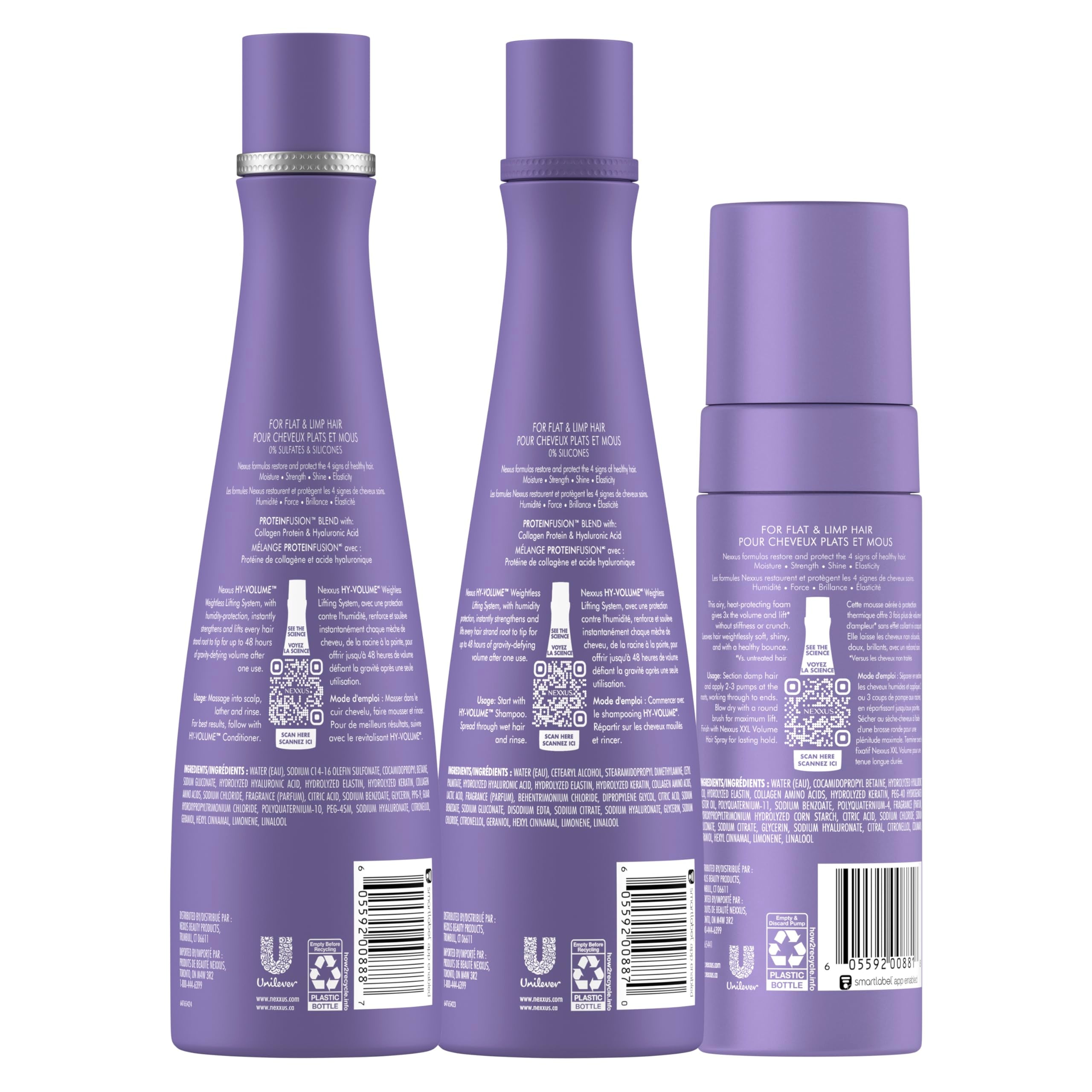 Nexxus shampoo pump close-up highlighting gentle cleanser and boost for lift
