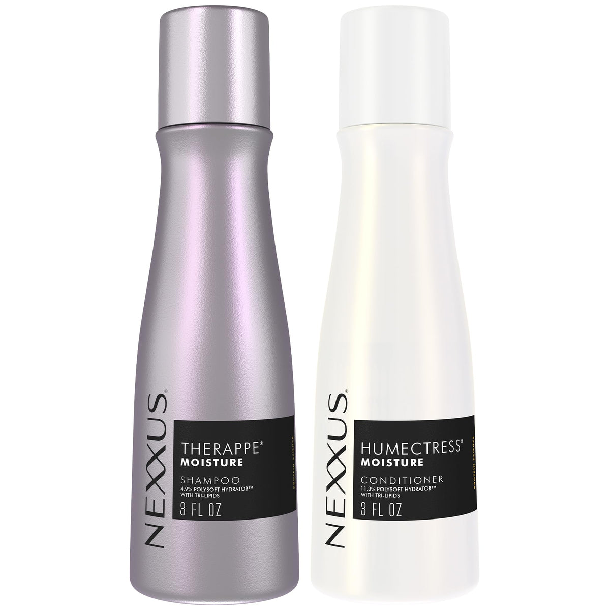 Nexxus front packaging travel duo showing compact benefit