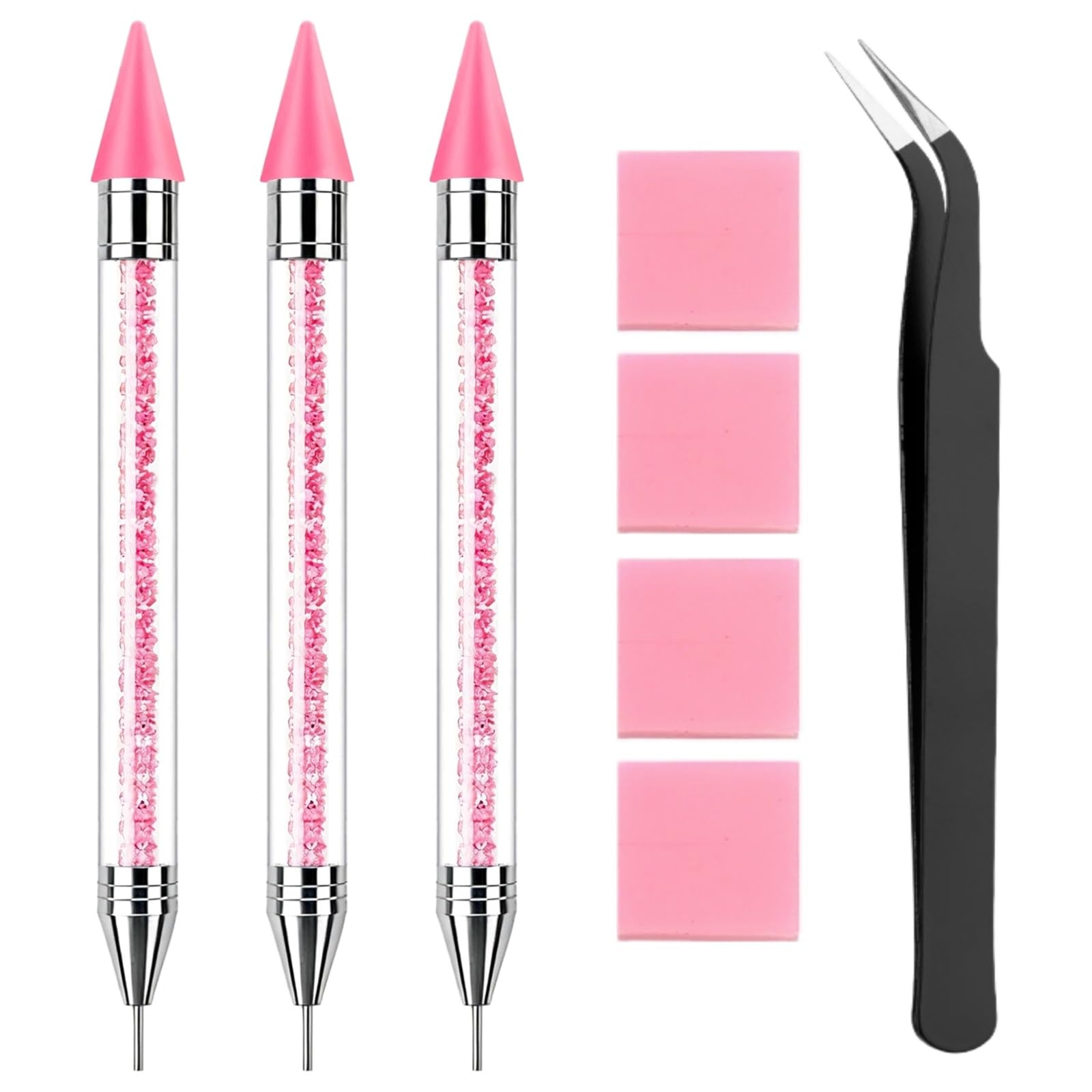 NFRBTD front packaging showing three pink rhinestone pens and accessories for neat storage and portability