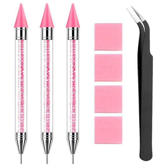 NFRBTD front packaging showing three pink rhinestone pens and accessories for neat storage and portability