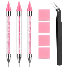 NFRBTD front packaging showing three pink rhinestone pens and accessories for neat storage and portability