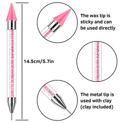 NFRBTD wax tip close-up showing tacky surface for picking micro rhinestones reliably