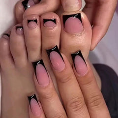 NHIXK close-up of square black French tips showing smooth durable surface