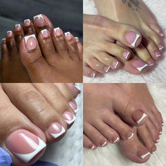 NHIXK close-up of matte pink base and white French tips highlighting finish
