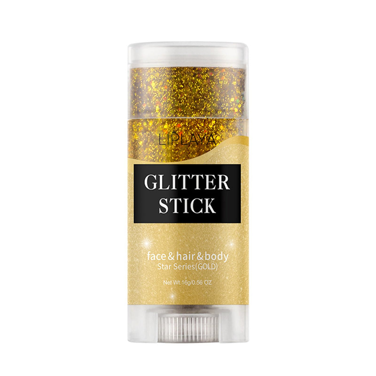 NHIYQF gold glitter stick front packaging showing brand and color benefit