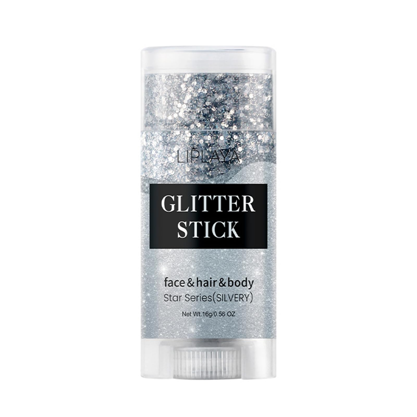 NHIYQF silver glitter stick front packaging showing product benefits
