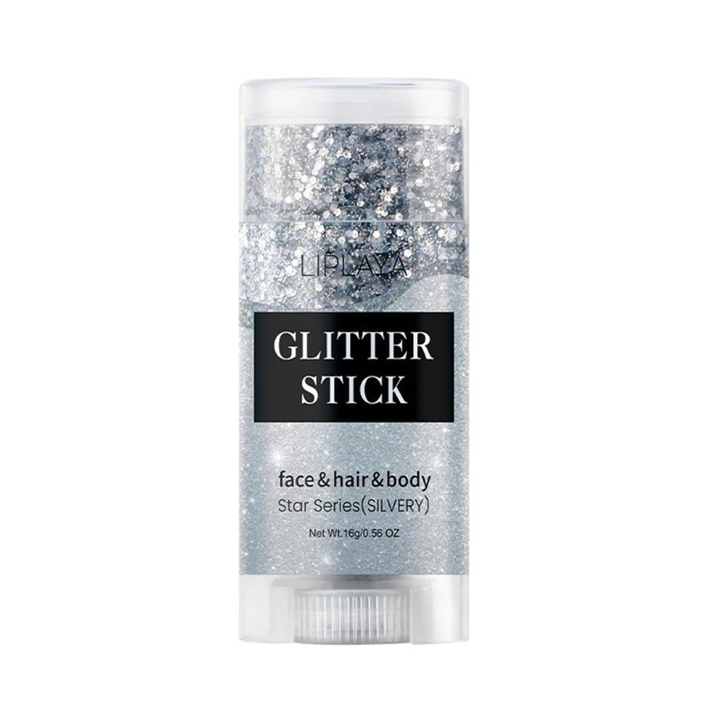 NHIYQF silver glitter stick front packaging showing product benefits