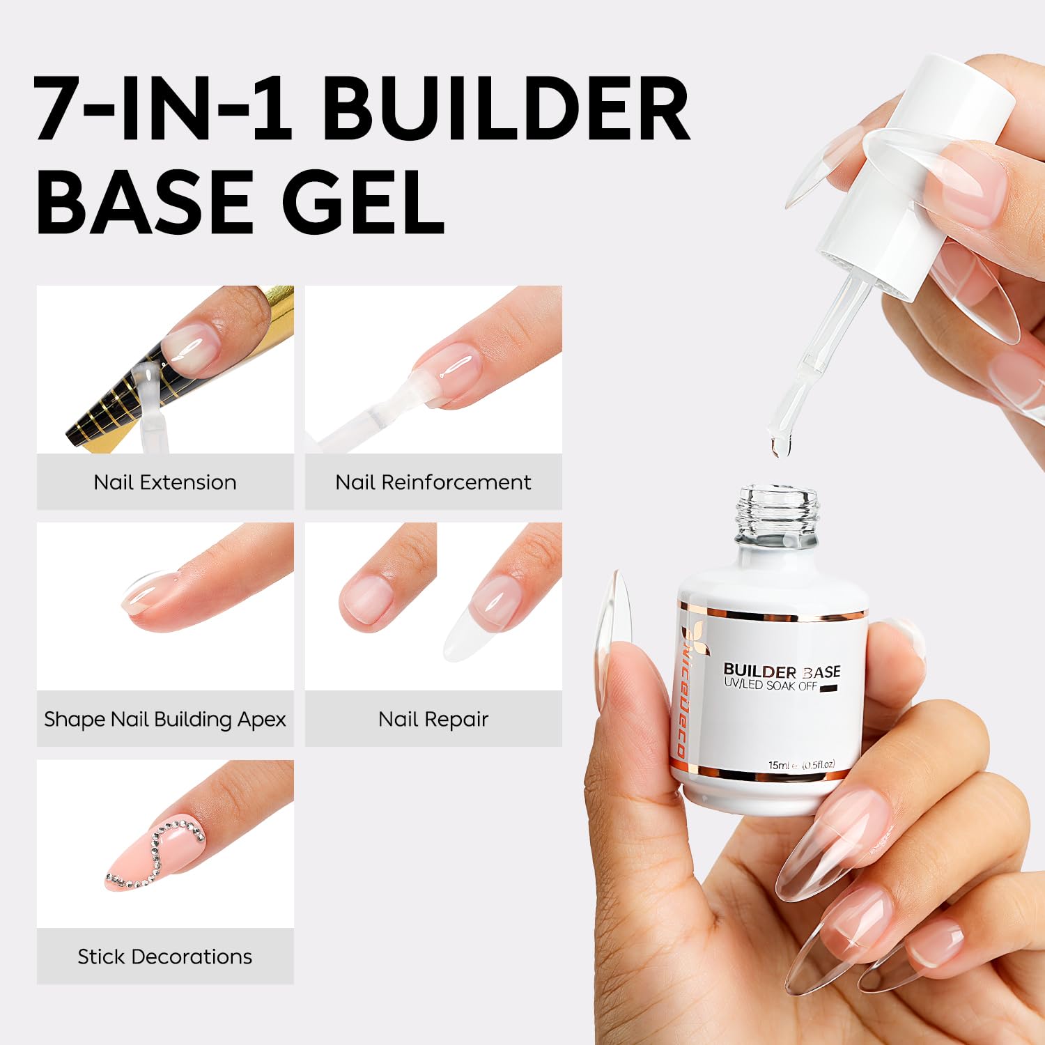 Nicedeco being applied to a nail demonstrating an even brush stroke for neat build