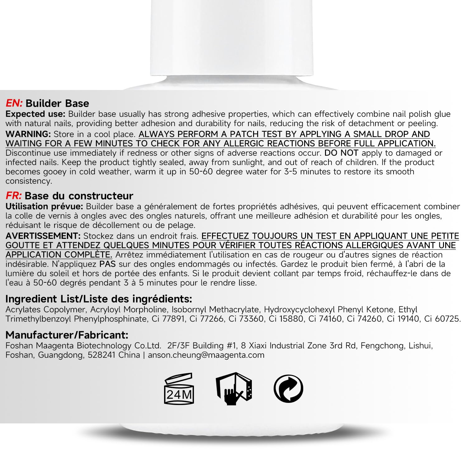 Nicedeco label and ingredient panel highlighting HEMA-free safe formulation