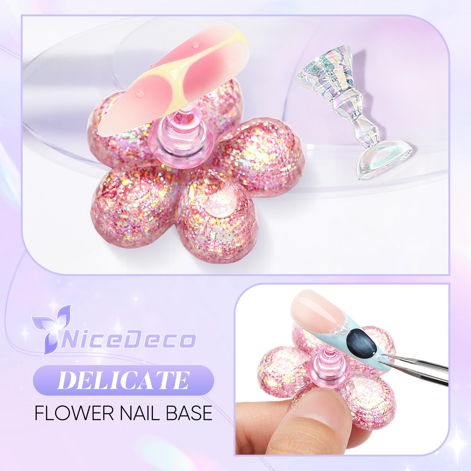 Nicedeco pink flower resin base holding painted tips for attractive display