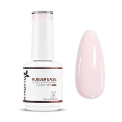 Nicedeco bottle front showing purplish-pink rubber base and clear label benefiting easy identification