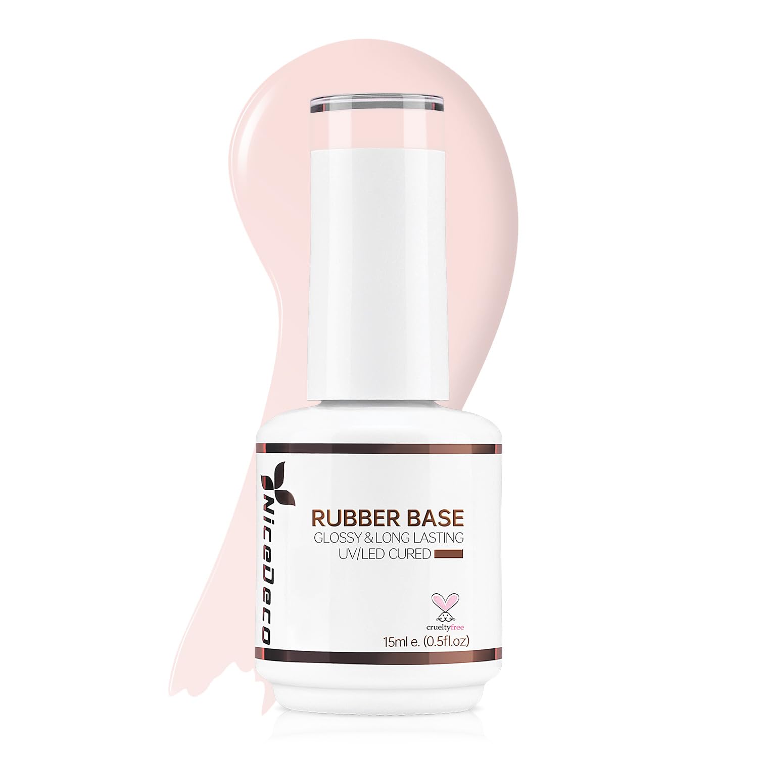 Nicedeco front bottle showing nude rubber base, clear protection benefit