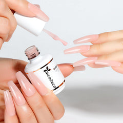 Nicedeco nude swatch on hand showing natural finish and strengthening benefit