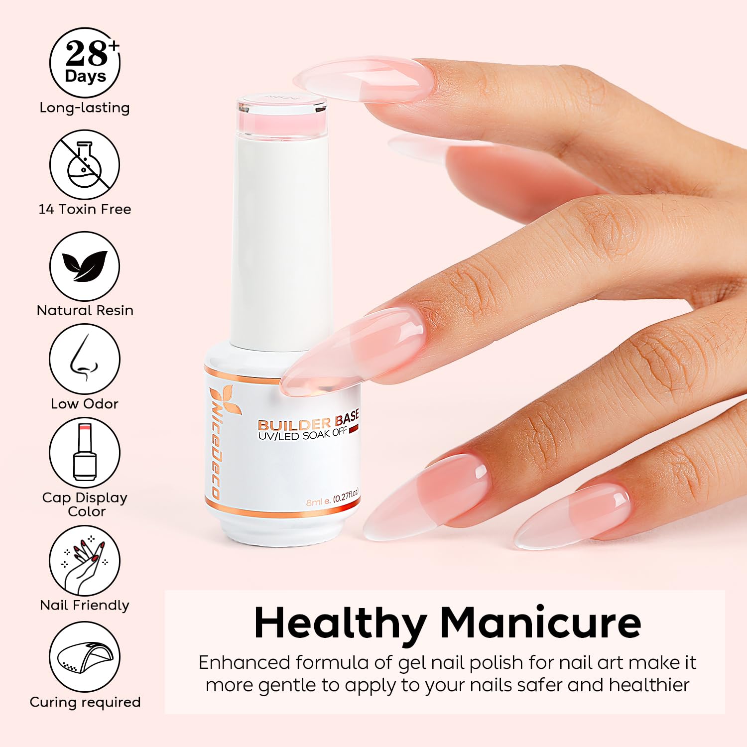 Nicedeco 15ml bottle held in hand showing true size and travel-friendly benefit