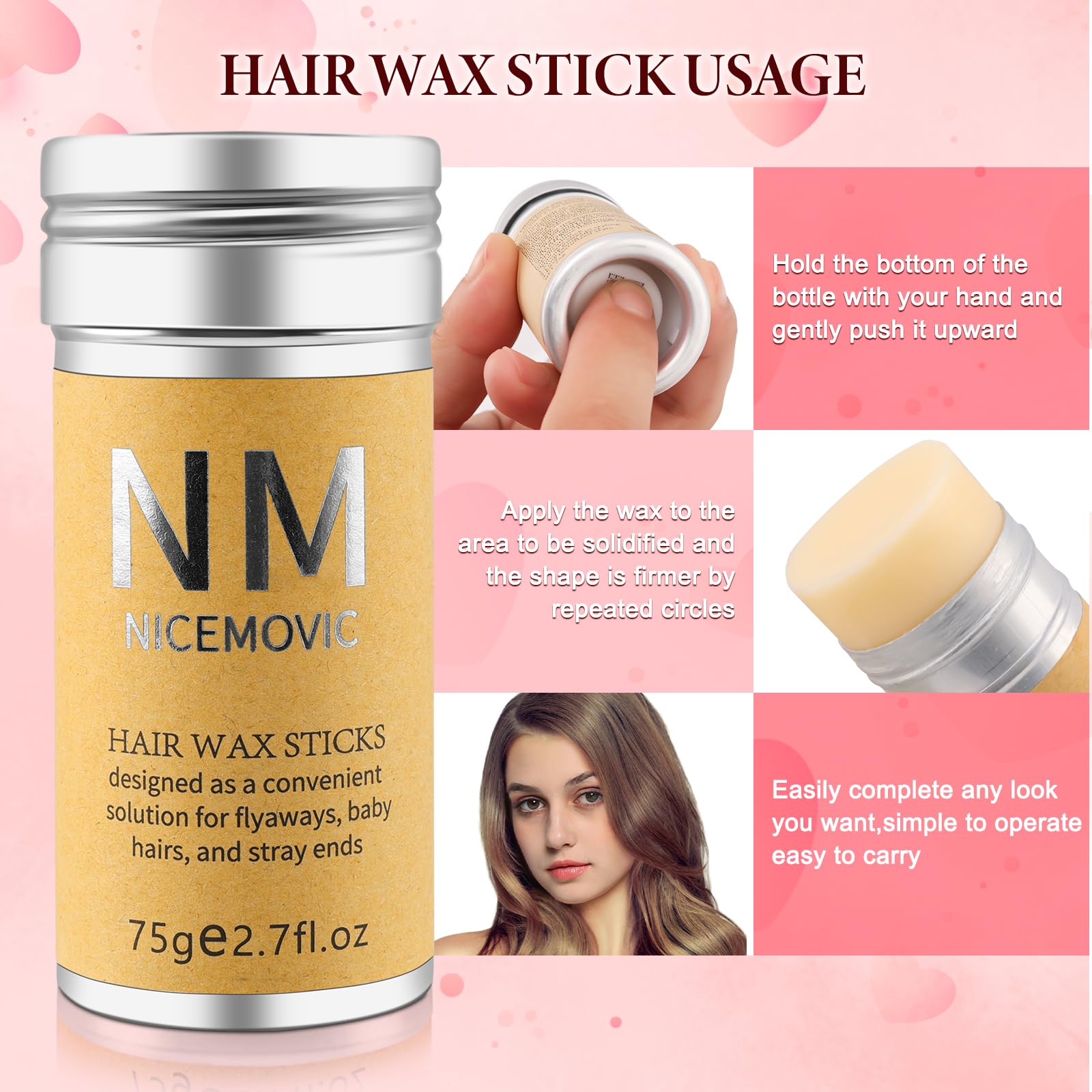 NICEMOVIC edge brush and rat-tail comb detail for precise styling