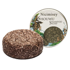 Nicimisey front packaging showing the shampoo bar and eco benefits