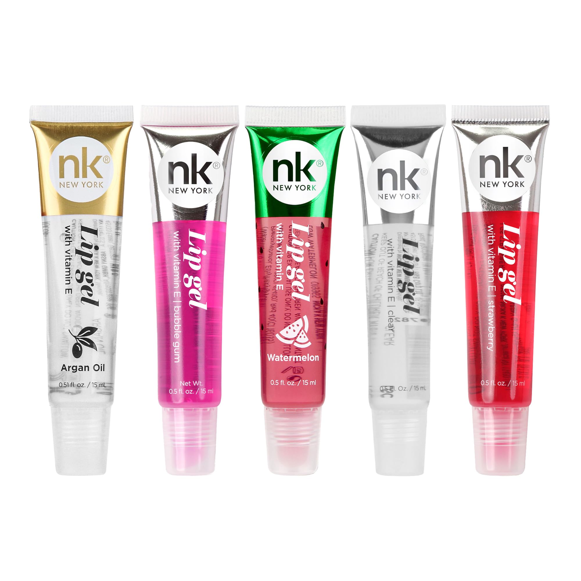 NICKA K NEW YORK front packaging showing five hydrating lip gels and color variety