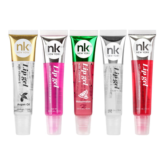 NICKA K NEW YORK front packaging showing five hydrating lip gels and color variety