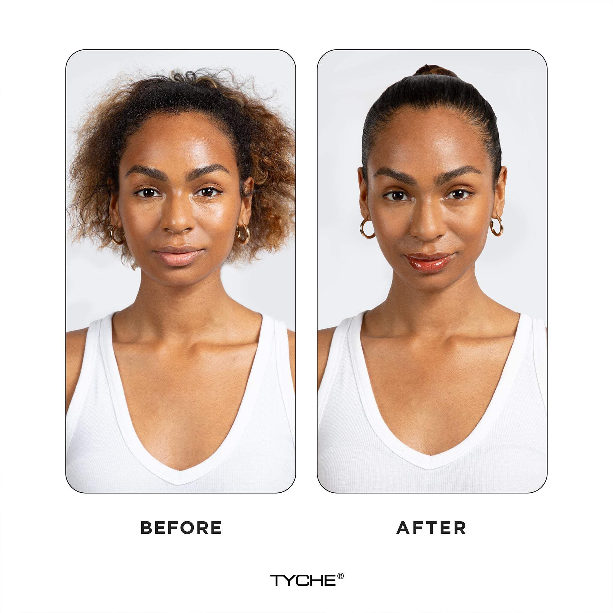 NICKA K NEW YORK applied to hairline in use demonstrating long-lasting sleek hold