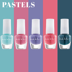 Nicole Miller New York color swatches on nail tips showing finish variety and matching options benefit