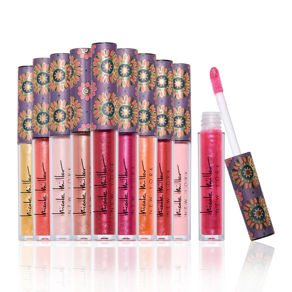 Nicole Miller front packaging showing ten glosses and variety