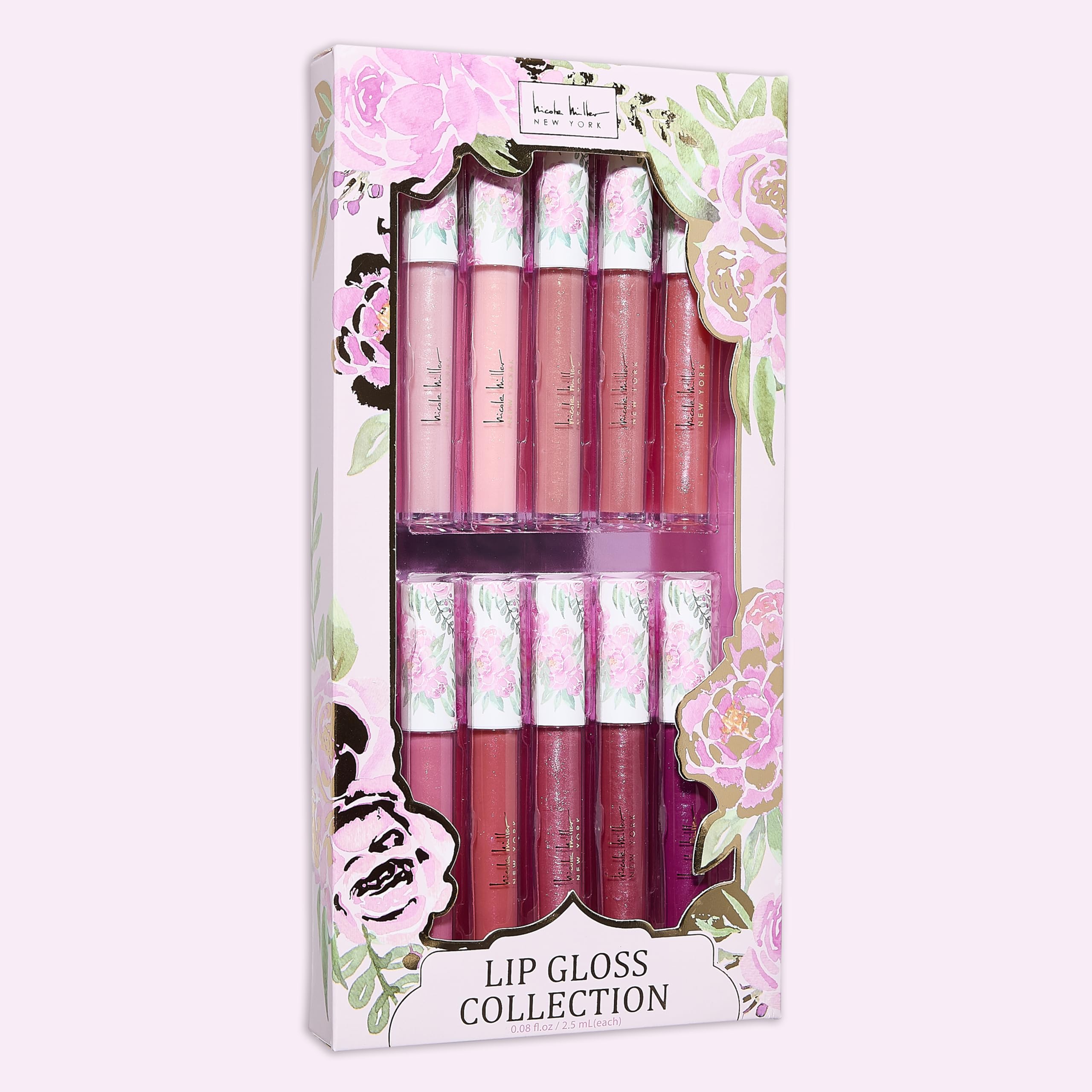 Nicole Miller gloss held in hand showing compact size and travel convenience