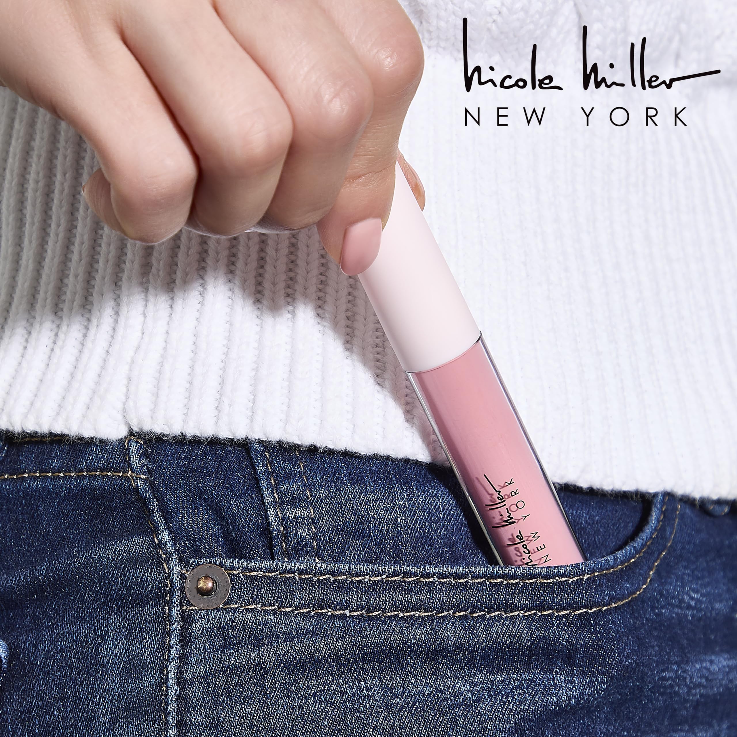 Nicole Miller in-use lifestyle model wearing gloss for instant high-shine confidence