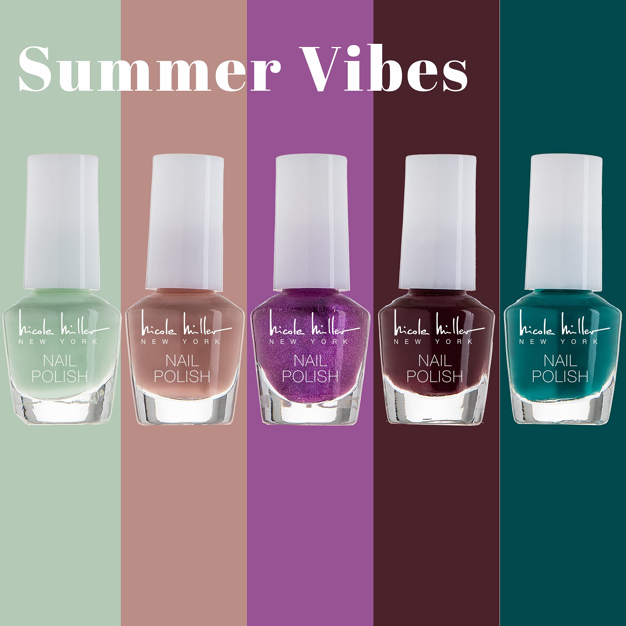 Nicole Miller mini polishes inside a makeup bag for travel convenience