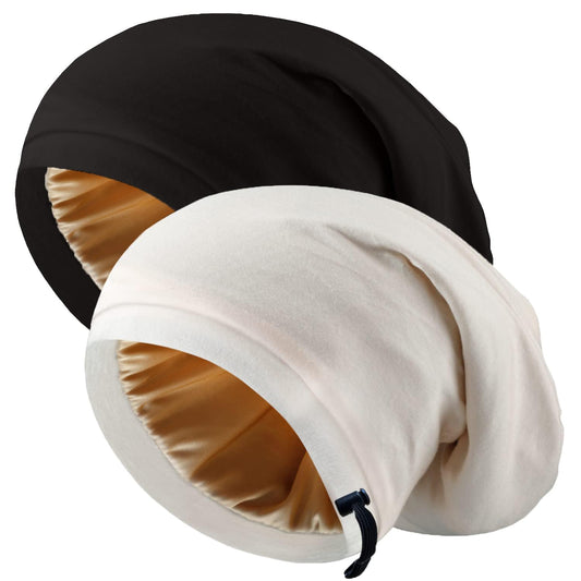 NICPOO front view of black and khaki bonnets showing color contrast and neat seams