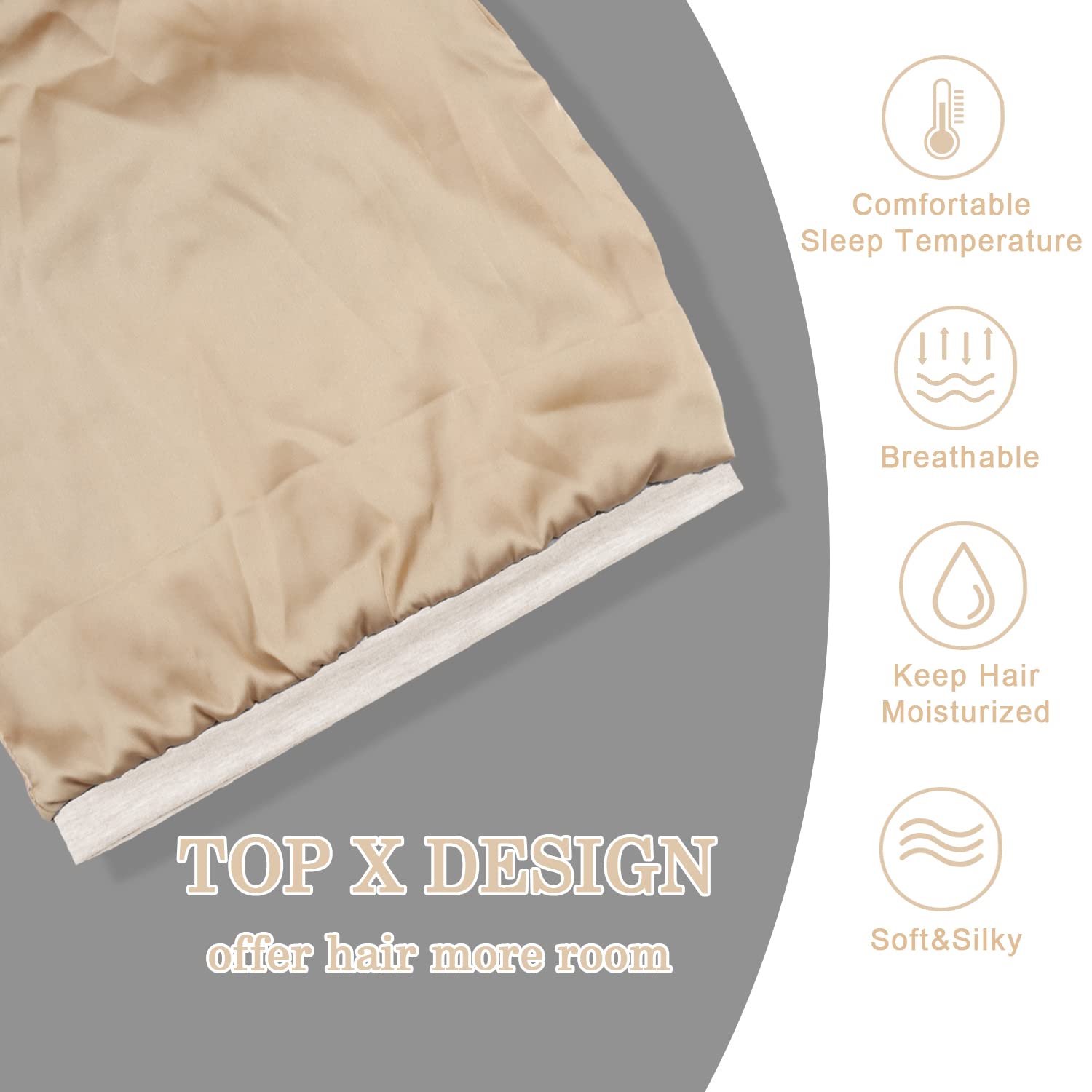 NICPOO bonnet in bedroom setting conveying nightwear comfort and hair care