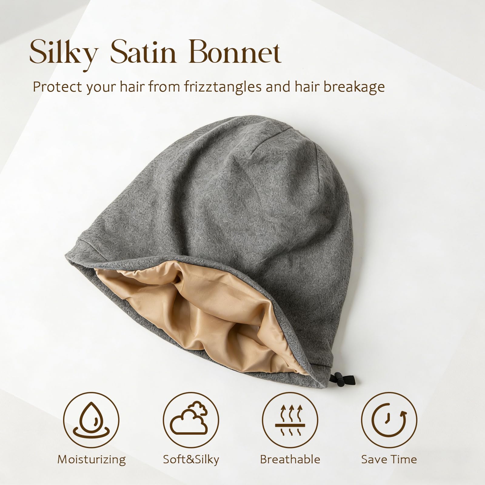 NICPOO satin lining closeup highlighting smooth interior that reduces friction