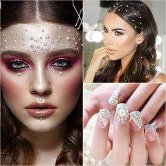 Nicpro pearls used as face jewels in festival look for instant glam