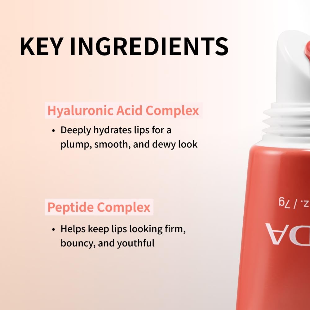 NIDA rosy fig tint swiped on lips for natural color and shine