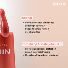 NIDA small 7g tube beside fingertip to show compact travel-ready size