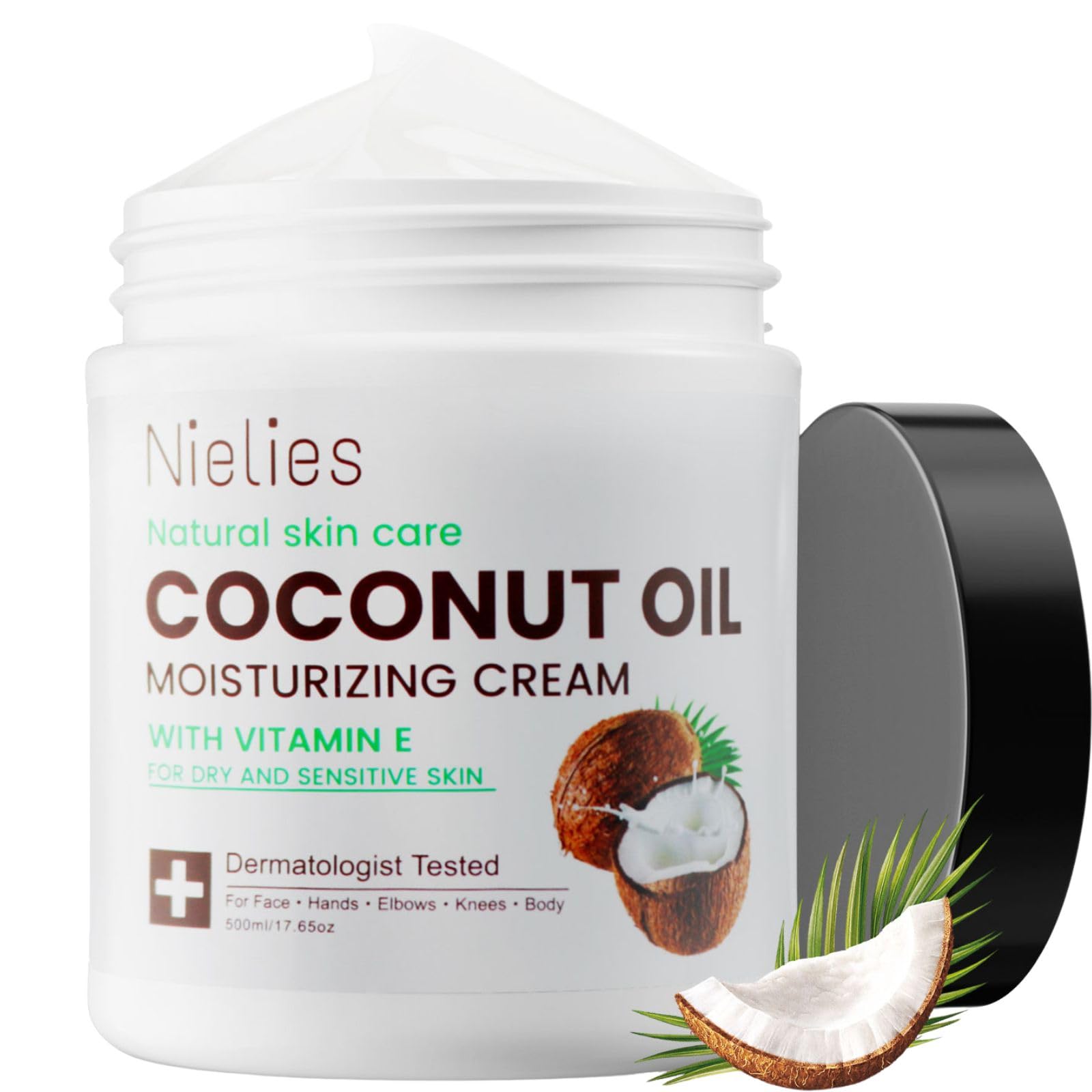 Nielies front jar showing coconut cream packaging and quick hydration benefit