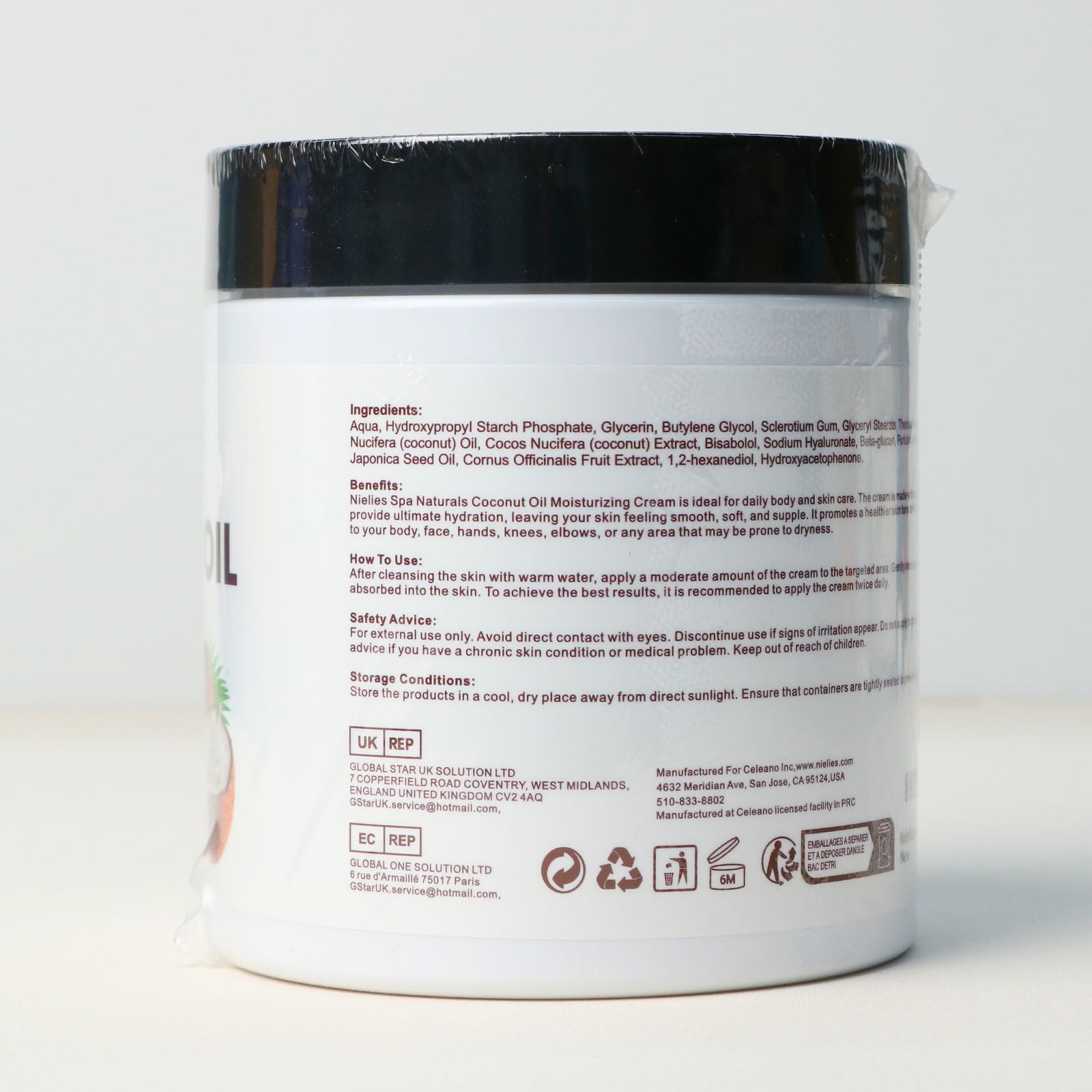 Nielies label close-up highlighting ingredients and transparency benefit