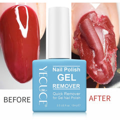 NIFEISHI before and after nails showing lifted gel and clean nail surface
