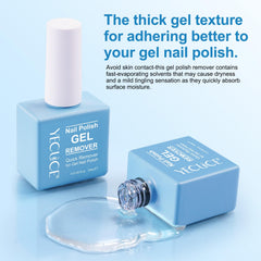 NIFEISHI gel polish remover texture drop on fingertip showing clear formula and quick-penetration benefit