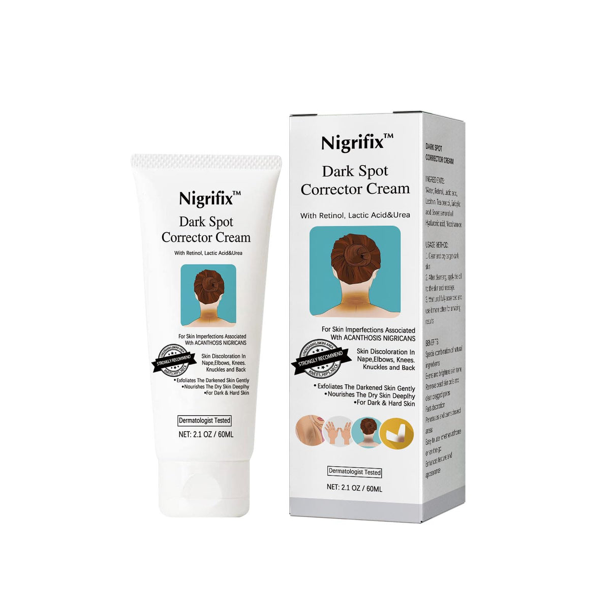 Nigrifix front tube showing packaging and easy application benefit