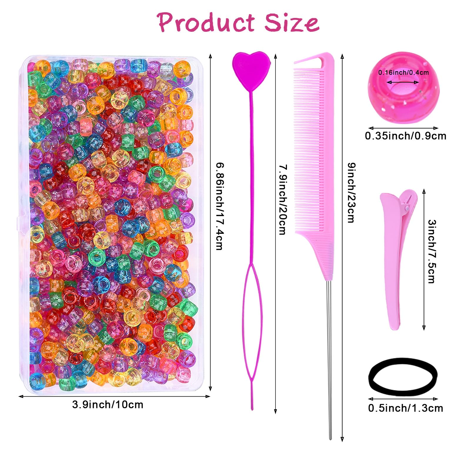 Ningrou glitter pony beads close-up highlighting colorful texture and easy threading