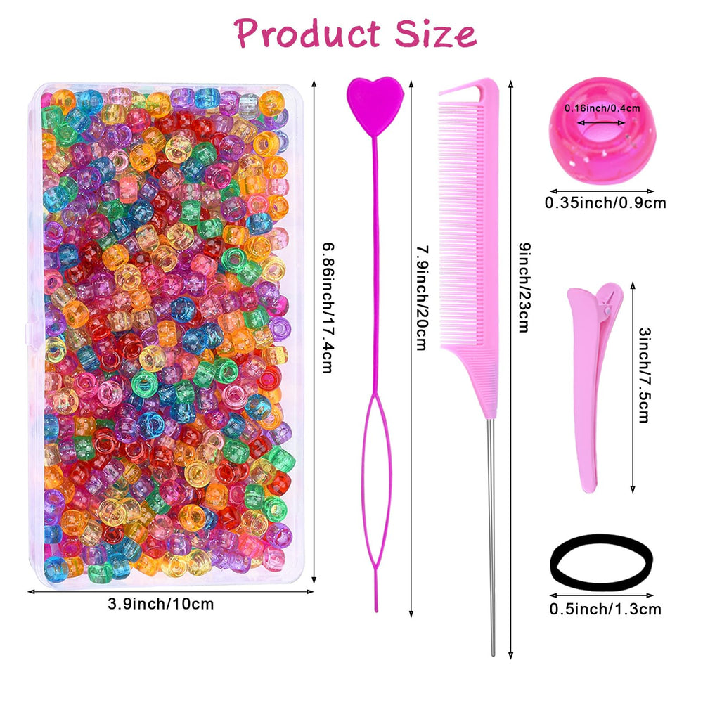 Ningrou glitter pony beads close-up highlighting colorful texture and easy threading
